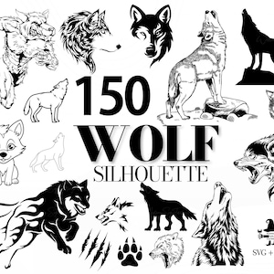 Wolf Silhouette - 150 Wolf SVG, Wolf Design, Wolf Tatto Design, Wolf Kopf svg, heulender Wolf, Wolf-shirt Dateien, Wölfe svg, Wolf Art, Wolf png