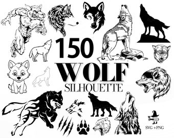 Wolf Silhouette - 150 Wolf SVG, Wolf Design, Wolf Tatto Design, Wolf Head svg, Howling Wolf, Wolf shirt files, Wolves svg, Wolf Art,Wolf png