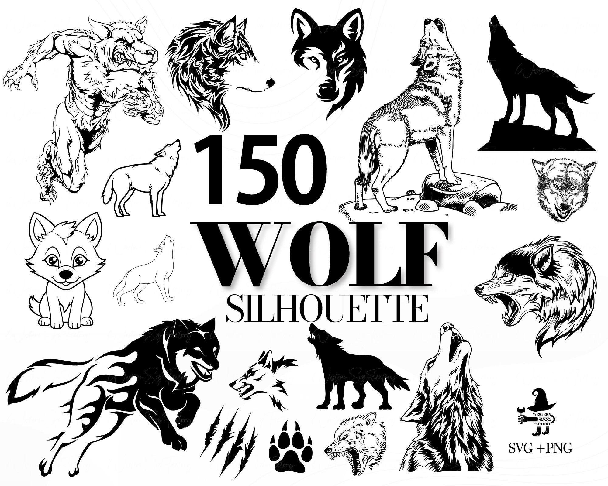 Wolf Silhouette - 150 Wolf SVG, Wolf Design, Wolf Tatto Design, Wolf Head svg, Howling Wolf, Wolf shirt files, Wolves svg, Wolf Art,Wolf png