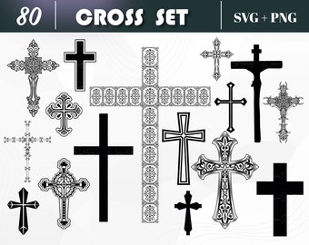 Zestaw krzyży - Krzyż svg, Krzyże svg, Chrześcijański svg, Katolicki svg, Krzyż chrześcijański svg, Sylwetka krzyża, Clipart chrześcijański krzyż, Krzyże svg