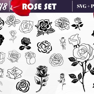 Rose SET - 248 Rose SVG, Rose Silhouette, Rose Clipart, Roses svg, Rose png, Rose Bundle, Rose Flower svg, Rose Tattoo, Rose Design, Rose