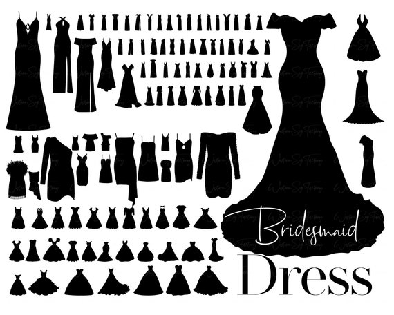bridesmaid dress svg Female Wedding Dress Icons Color, Wedding Dress Svg, Woman Dress Svg, main image 0