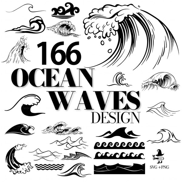 Ocean Waves Design - Ocean Waves svg, Waves svg, Waves Tattoo Design, Wave Clipart, Sea svg, Ocean svg, Wave svg, Water svg, Sea wave svg