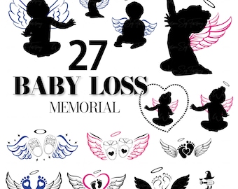 Perte de bébé SVG - SVG commémoratif de perte de bébé, SVG de perte de grossesse et du nourrisson, empreintes de pas de bébé, ailes d&#39;ange, perte de bébé Svg, Svg de fausses couches