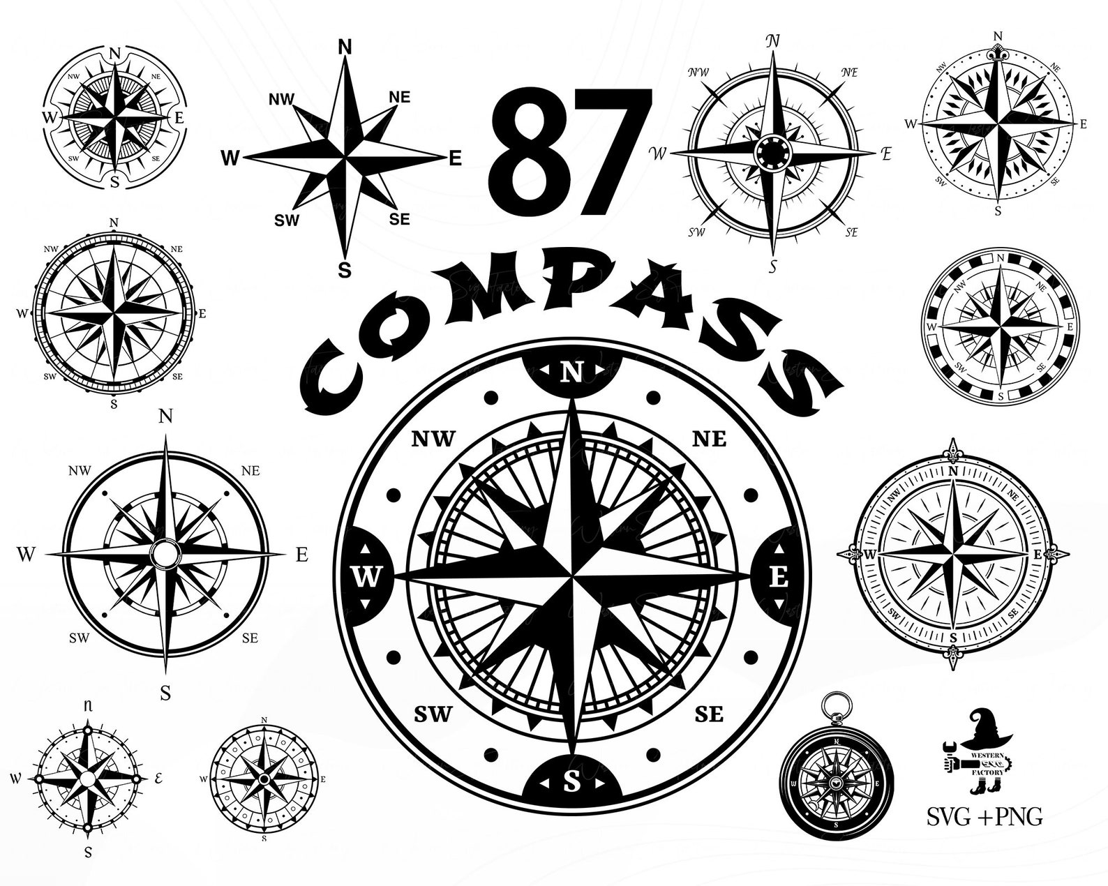 Compass SVG Nautical Compass Svg Compass Clipart Compass - Etsy
