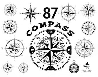 Compass SVG, Nautical Compass svg, Compass Clipart, Compass Tattoo, Adventure Compass, Compass Silhouette, Compass Rose svg, Travel Compass