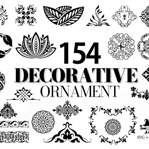 Decorative Ornament - Decorative Elements svg, Geometric Design, Retro Ornament, Ornamental Dividers, Flourish svg, Damask svg, Ornament svg