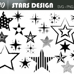 Stars Design SVG - 30 Stars SVG, Stars Silhouette, Stars svg, Sparkle Stars SVG, Star svg, Star Png, Stars Clipart, Galaxy Stars svg, star