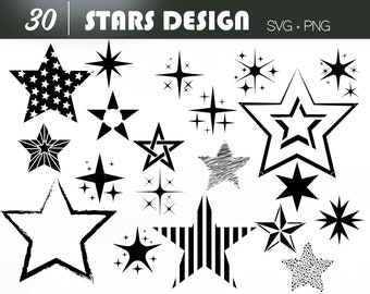 Diseño de estrellas SVG - 30 estrellas SVG, silueta de estrellas, estrellas svg, estrellas brillantes SVG, estrella svg, estrella png, estrellas clipart, estrellas galaxia svg, estrella