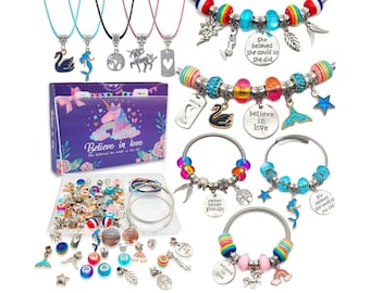 CHARM BRACELET KIT | Charm Bracelet for Girls, Kids, Children, Teen and Women, Jewelry Making Supplies 62 Beads, Charms for Bracelets Charms