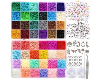 Glass Seed Beads for Jewelry Making, Bracelet Necklace Ring Making Kit, DIY Art Craft Kit for Girls and Adult, 35000pcs Beads