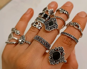 Vintage Boho Ring Set - 15Pcs Rings, Vintage Ring Set, Boho Ring Set, Vintage Jewelry, Boho Jewelry, Unique Ring, Gift Ring, Rings For Women