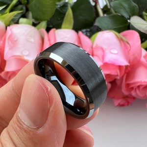 Black Tungsten Wedding Band - Black Tungsten Wedding Ring for Men & Women on Wedding, Anniversary, Birthday, Christmas and Special Occasions