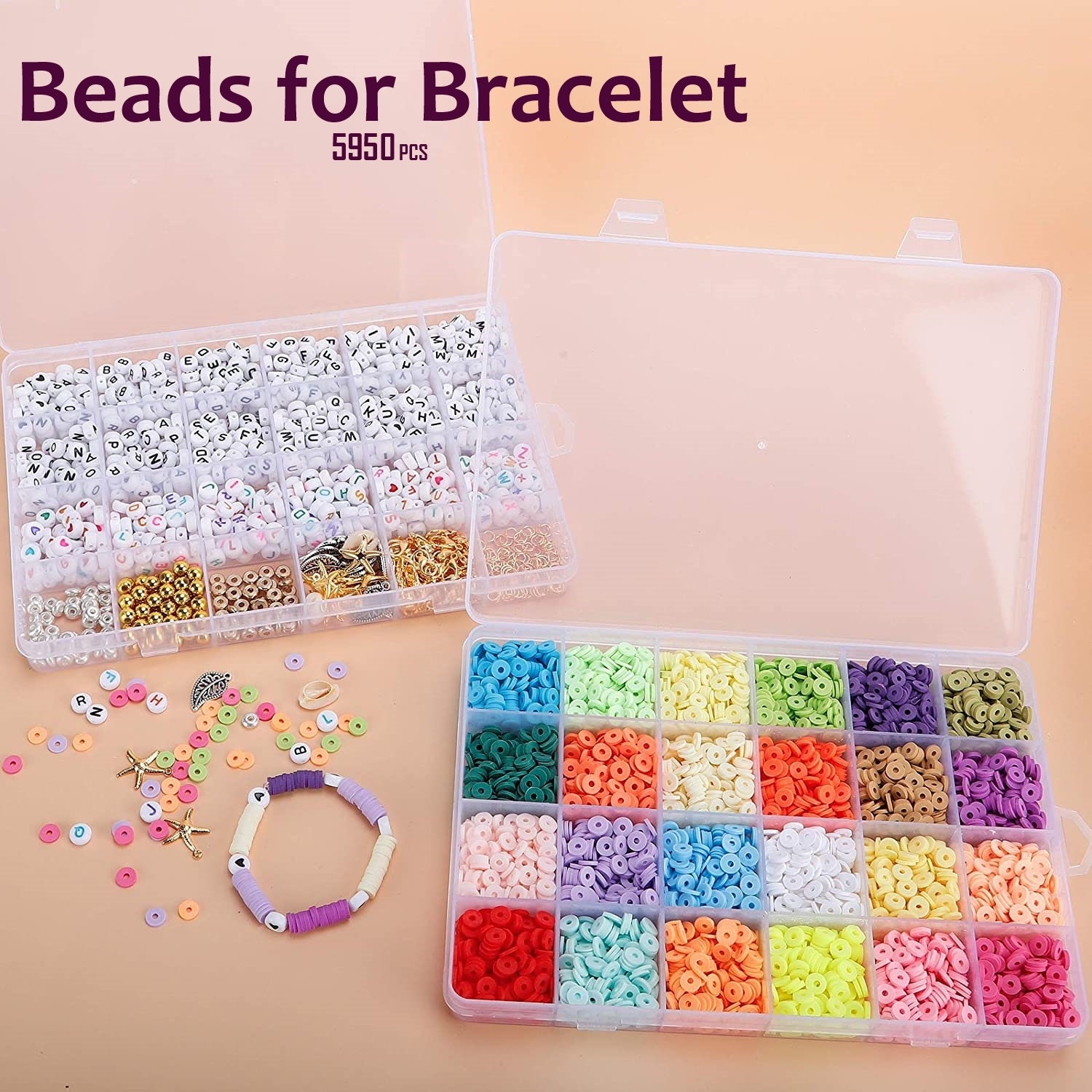 FansArriche Perles pour Bijoux Perles Plates pour Bracelet Kit