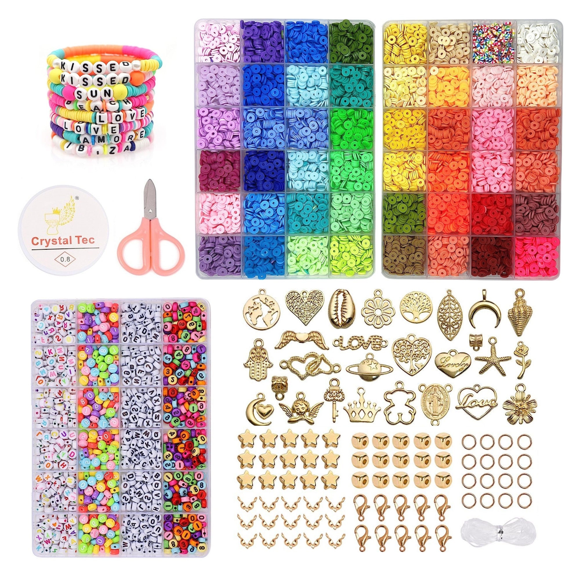 14110Pcs Polymer Clay Beads for Bracelet Making,48 Colors 6Mm