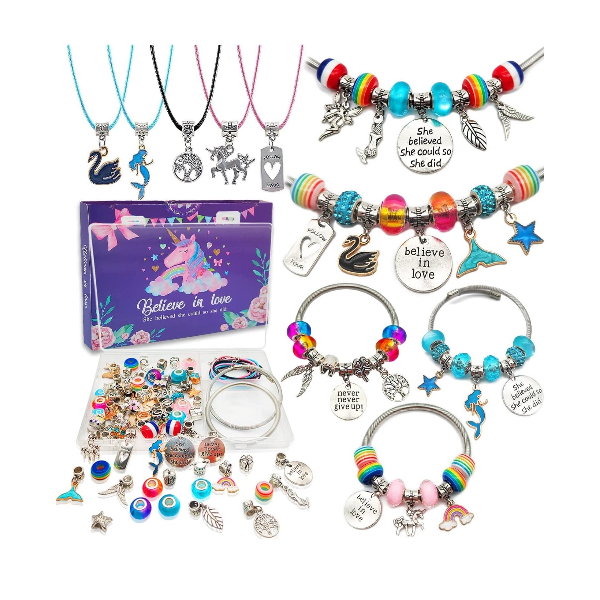  Decorative Bracelet Making Kit Beads, Christmas Gift for Girls,  Toys for Girls,Girls Toys,Mermaid Artwork Gift Set, Ideal for Girls and  Teenagers Aged3 4 5 6 7 8 9 10 1112, Jewelry Making Supplies