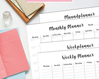 Planificador semanal y mensual A4 imprimible en PDF - Planificador semanal y mensual imprimible - ¡Conveniente y fácil de usar!