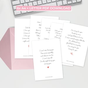 6 cartes de paroles imprimables pour la Saint-Valentin (A4–>A5 et lettre US) - 6 cartes de paroles imprimables pour la Saint-Valentin (A4–>A5 et lettre US) !
