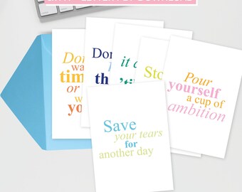 6 tarjetas con letras alentadoras imprimibles (A4–>A5 y letra estadounidense) - 6 tarjetas con letras alentadoras imprimibles (A4–>A5 y letra estadounidense)