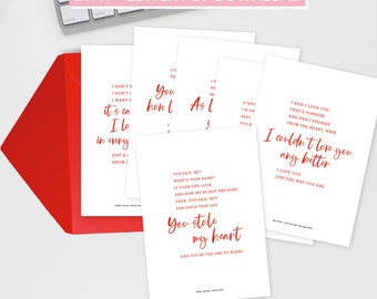 6 Tarjetas de letras de San Valentín imprimibles (A4–>A5 y carta de EE. UU.) - 6 Tarjetas de letras de San Valentín imprimibles (A4–>A5 y carta de EE. UU.)