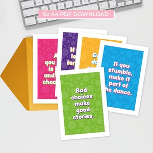 5 Cartes d'encouragement imprimables (A4–>A5) - 5 Cartes d'encouragement imprimables (A4–>A5)