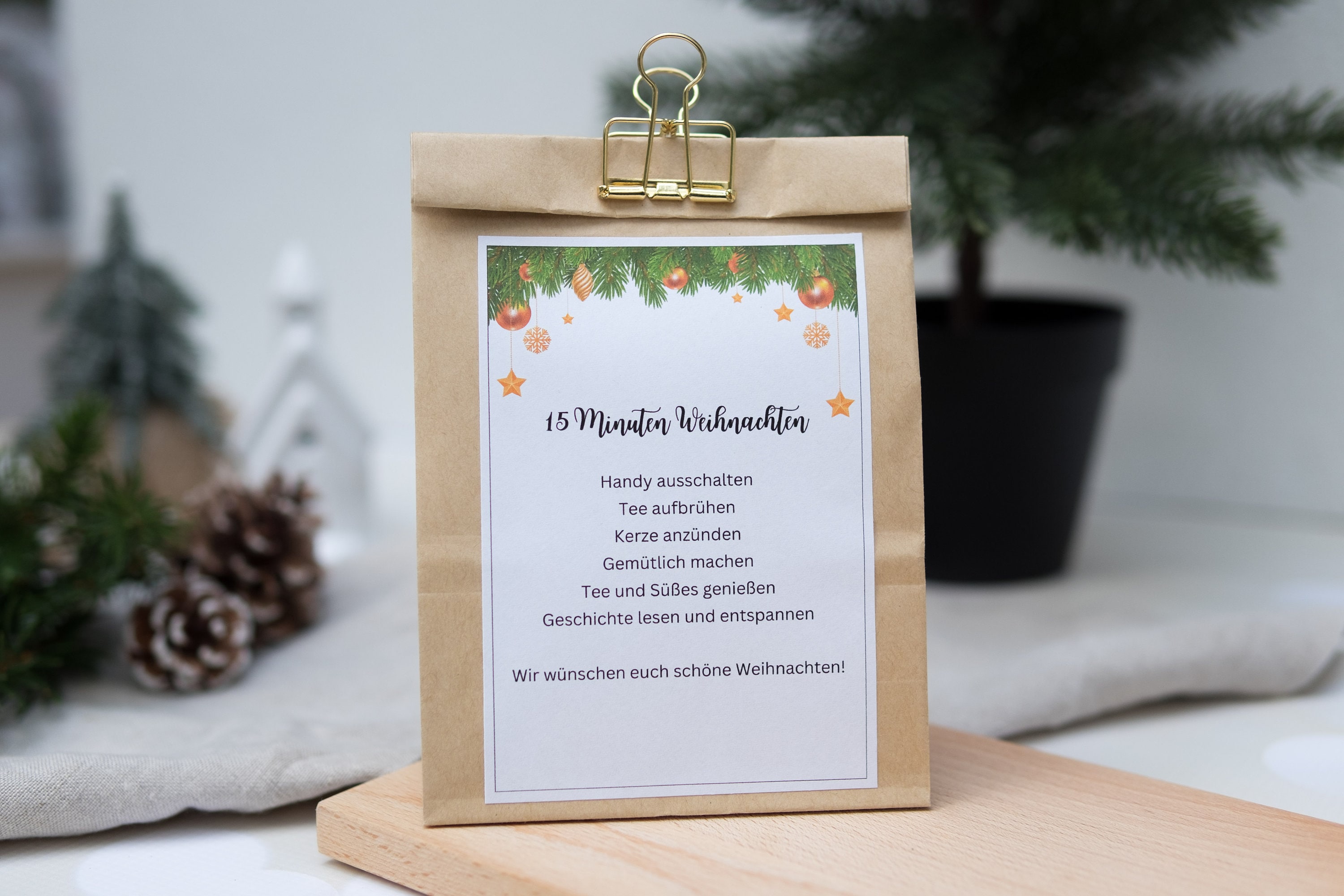 Druckvorlage 15 Minuten Weihnachten in der Tüte - Etsy.de