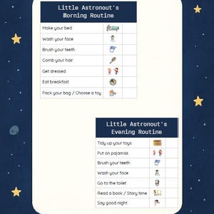 Astronaut Routine Chart: Morning + Bedtime Kids Visual Schedule (Digital PDF US Letter)