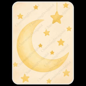 Moon and Stars Wall Art: Dreamy Night Sky Nursery Print (Digital Download)