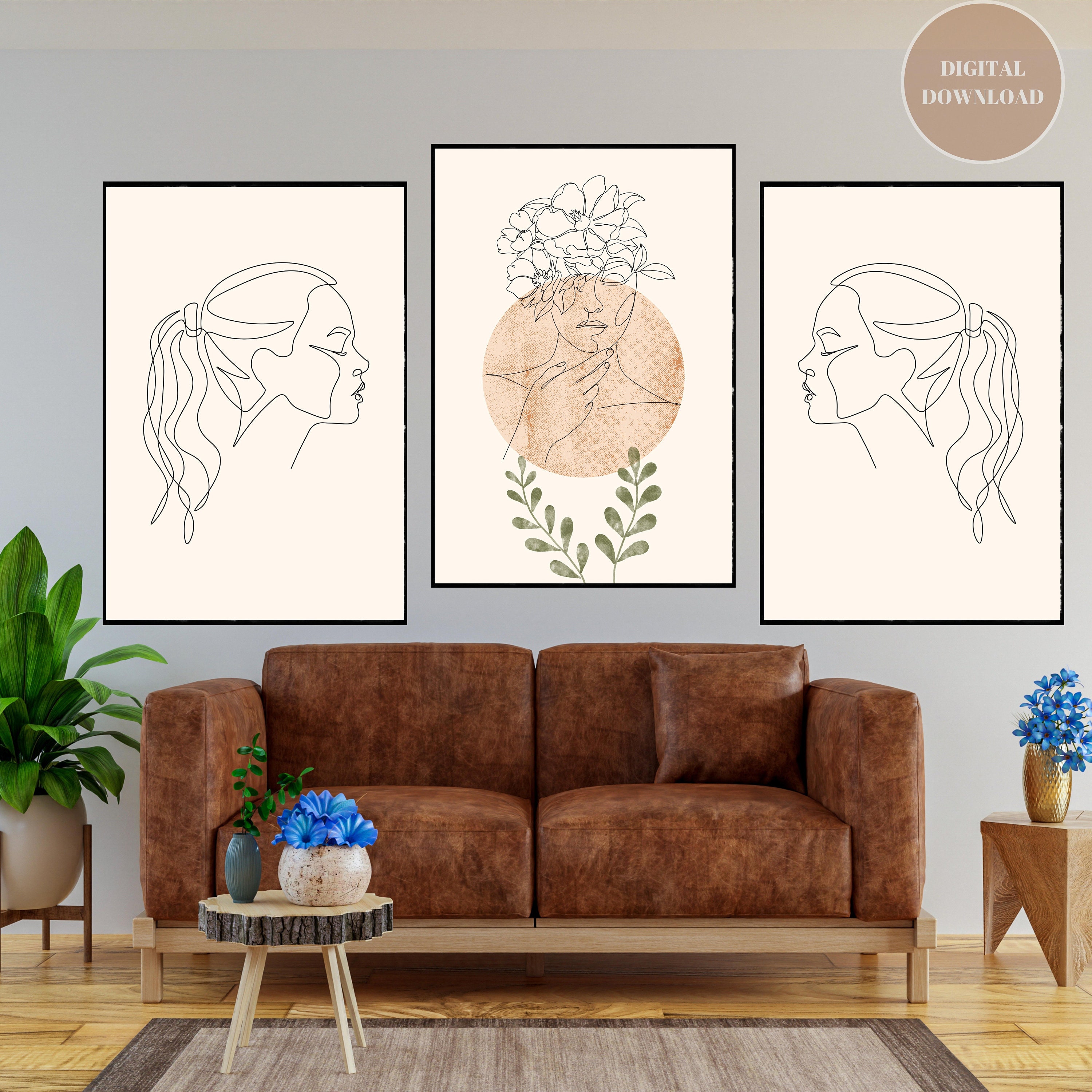 Set of Line Art Woman Silhouettes Print Female Line Art Printable Home ...