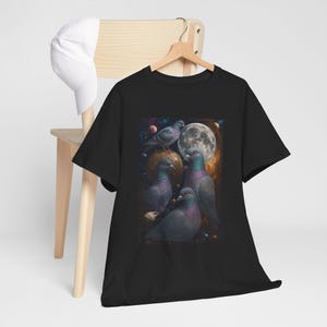 Retro Pigeon Tee, Vintage Bird Graphic Shirt, Unisex Cotton T-shirt, Hipster Animal Top, Three Pigeon Print Apparel