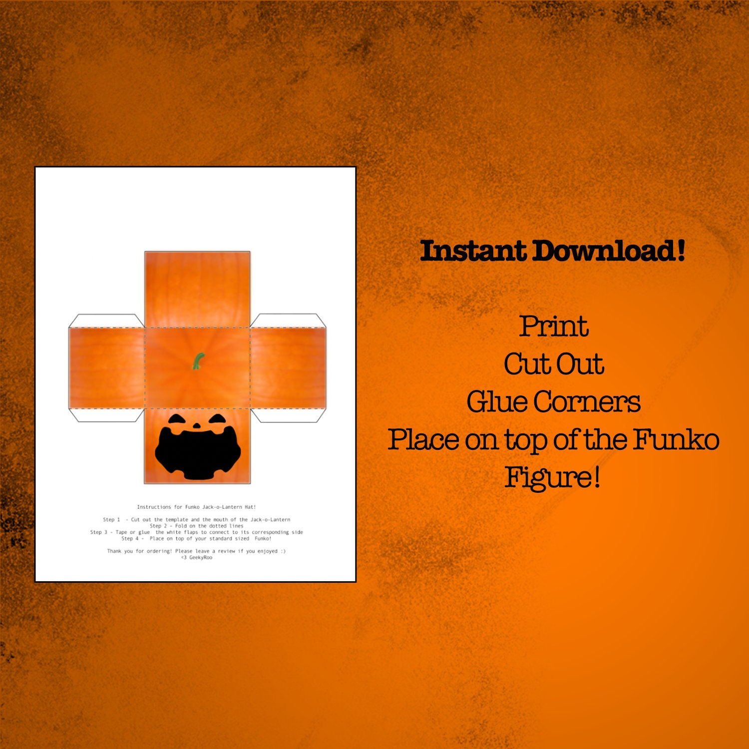 Funko Pop Printable Halloween Hat Jack-o-lantern Hat Template - Etsy