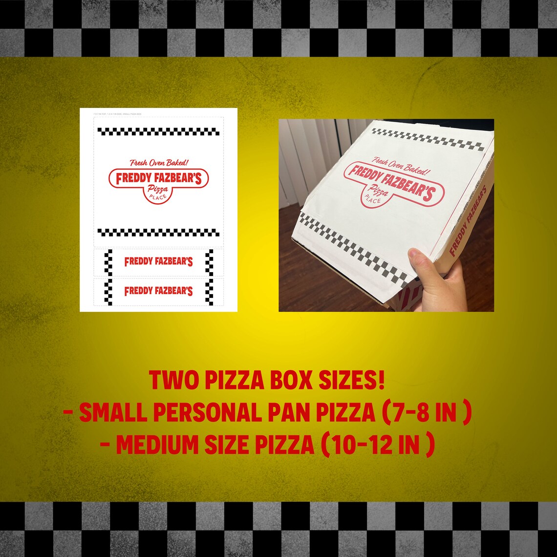 FNAF Printable Pizza Box Five Nights at Freddy's Digital Printable