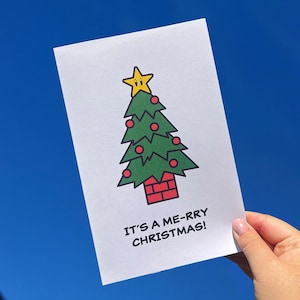 Cartão de Natal para Imprimir Super Mario Star Tree | Cartões de Natal Gamer | Cartões de Saudação de Jogos Bonitos