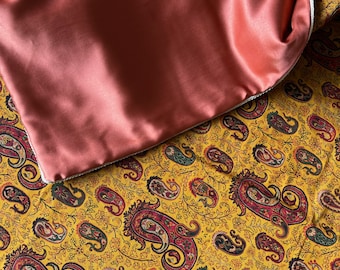 100% Silk Termeh Aroosi Aghd Tablecloth, Persian Handmade Tablecloth, Paisley Design, Embroidery Tapestry, Luxury Handwoven Silk Table Cloth
