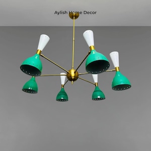 Mid-Century Modern Brass Sputnik Chandelier - 6-Arm Stilnovo Inspired