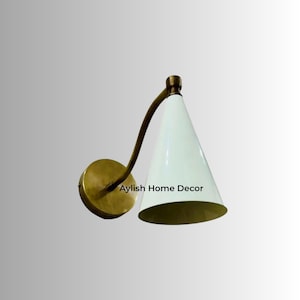 Mid-Century Raw Brass Wall Lamp | Cone Shape Wall Sconce | Brass Wall Fixture for Living Room, Bedroom, Hallway, Modern Indoor Lighting