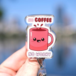No Coffee Badge Reel, Retractable, Nursing Badge Reel, Cute Nursing Gifts, Custom Badge