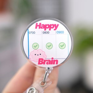 Happy Brain Badge Reel, Retractable, Med Surg Nurse, Epic