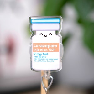 Ativan Badge Reel, Medicine Vial, Lorazepam, Retractable, Funny Badge ...
