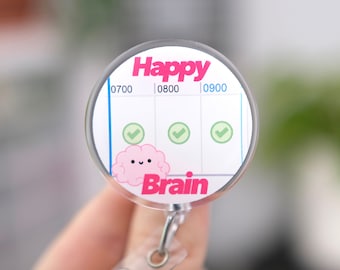 Happy Brain Badge Reel, Retractable, Med Surg Nurse, Epic
