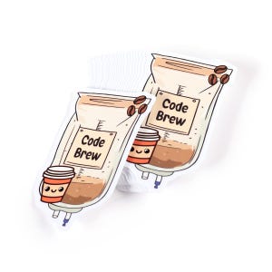 Code Brew Sticker, Funny Coffee IV Bag Vinyl Sticker for Nurses ...