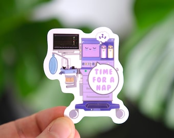 Anesthesia Machine Vinyl Sticker, "Time for a Nap"