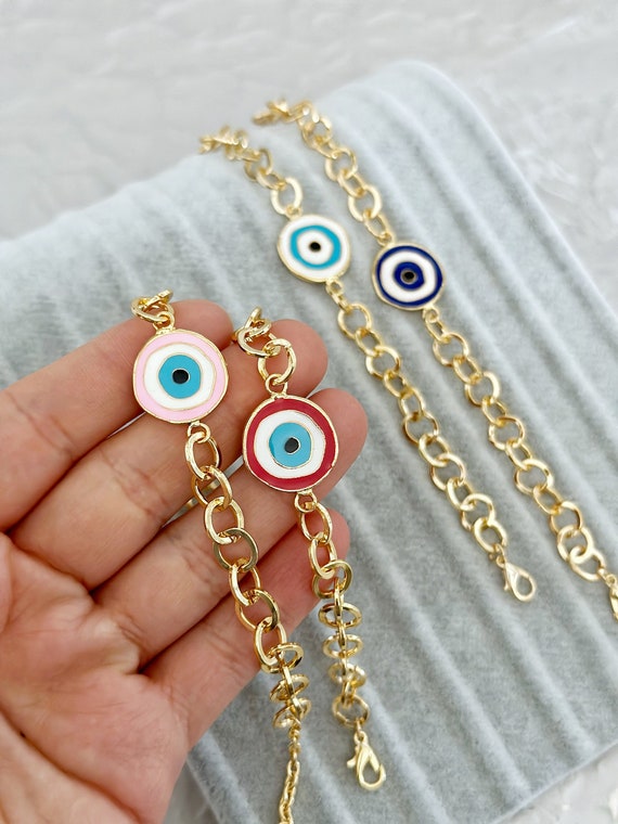 Enamel evil eye bracelet best sale