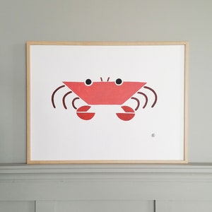 Le Crabe rouge peinture fait main illustratrice bretonne Carte ou affiche ou original