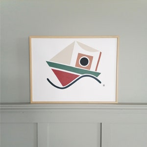 Le Bateau de pêche illustration bretonne décoration thème marin Carte ou affiche ou original