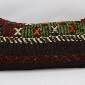 Lumbar pillow, Handmade wool pillow cover, Vintage pillow cover, Rustic pillow cover, Turkish pillow cover, 10x20 inches pillow cover 0187