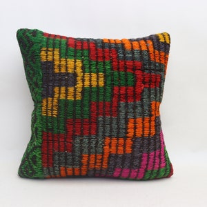 Aztec kilim pillow, Organic kilim pillow, Throw pillow, Tribal kilim pillow, Ethnic kilim pillow, Wool pillow 16x16 inches pillow cover 0262