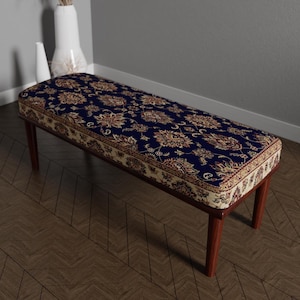 Banco pufe escandinavo, Banco estofado para corredor, Pufe de cor neutra, Solução de assentos feita à mão, Decoração boho para casa, Banco personalizado