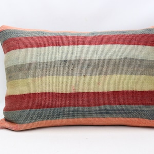 Turkish kilim pillow cover, Rustic decor pillow, Bohemian pillow, Lumbar kilim pillow, Tribal kilim pillow, 16x24 inches pillow cover 0486