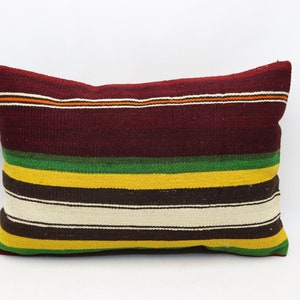 Turkish kilim pillow cover, Rustic decor pillow, Bohemian pillow, Lumbar kilim pillow, Tribal kilim pillow, 16x24 inches pillow cover 0267